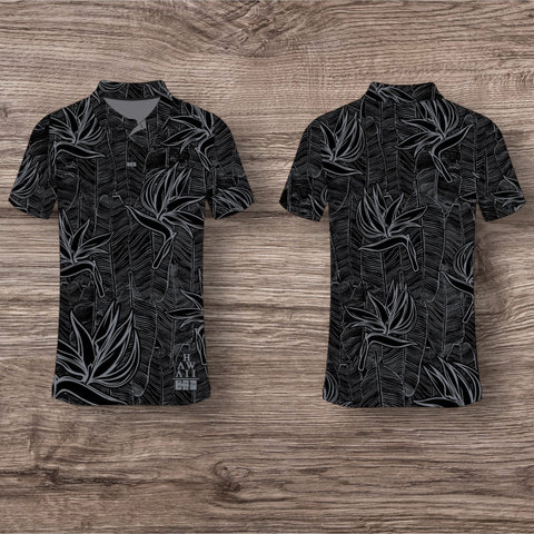 New LLHI Banana Leaf DRIFIT Polo- Black/Gray