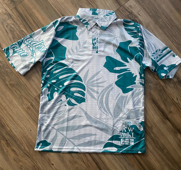 LLHI DRIFIT ALOHA SHIRT- PUEO WHITE/OCEAN MINT