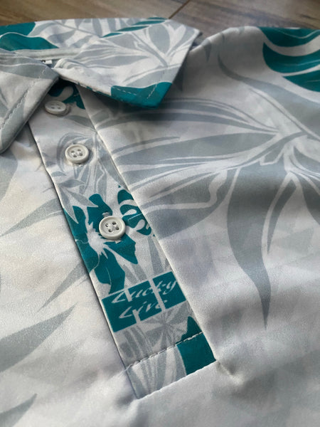 LLHI DRIFIT ALOHA SHIRT- PUEO WHITE/OCEAN MINT